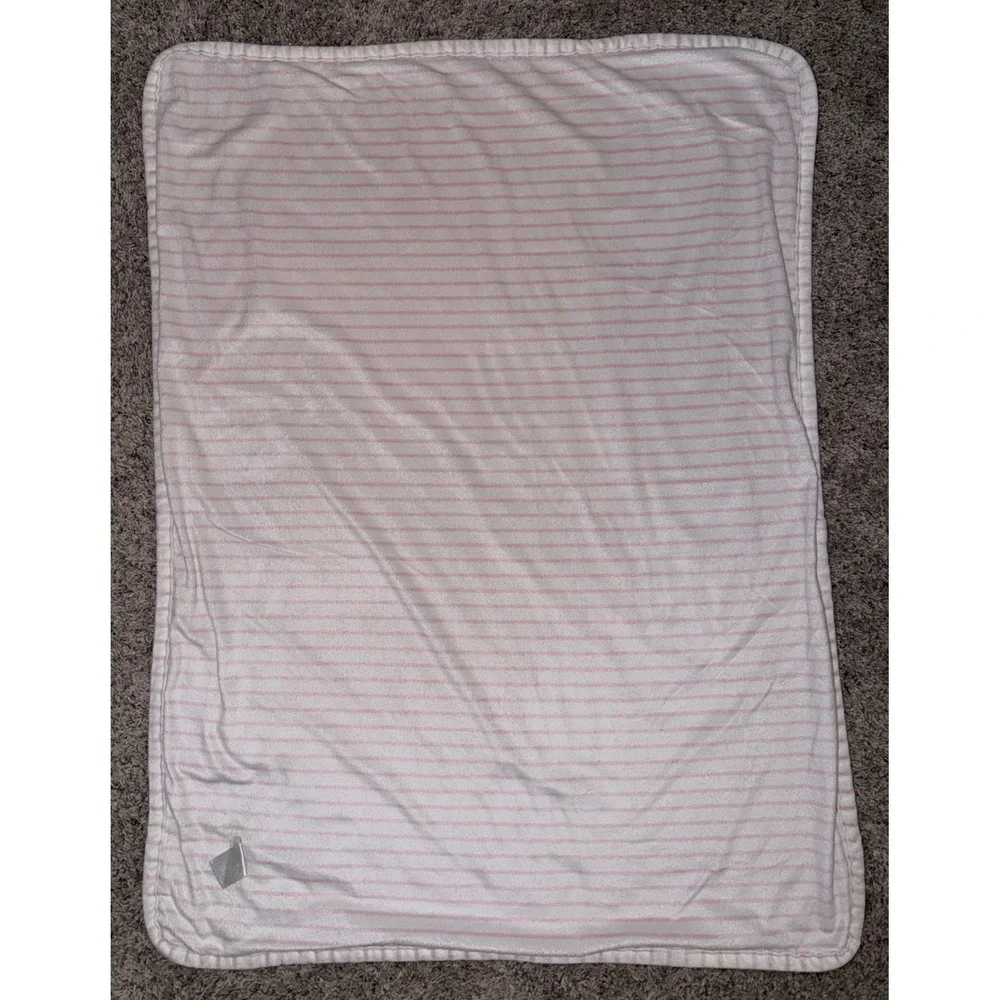 Pitter Patter Pink White Bear‎ Baby Blanket Lovey 30x38 White Pink Stripped